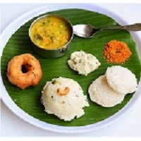 South Indian breakfast served on a banana leaf